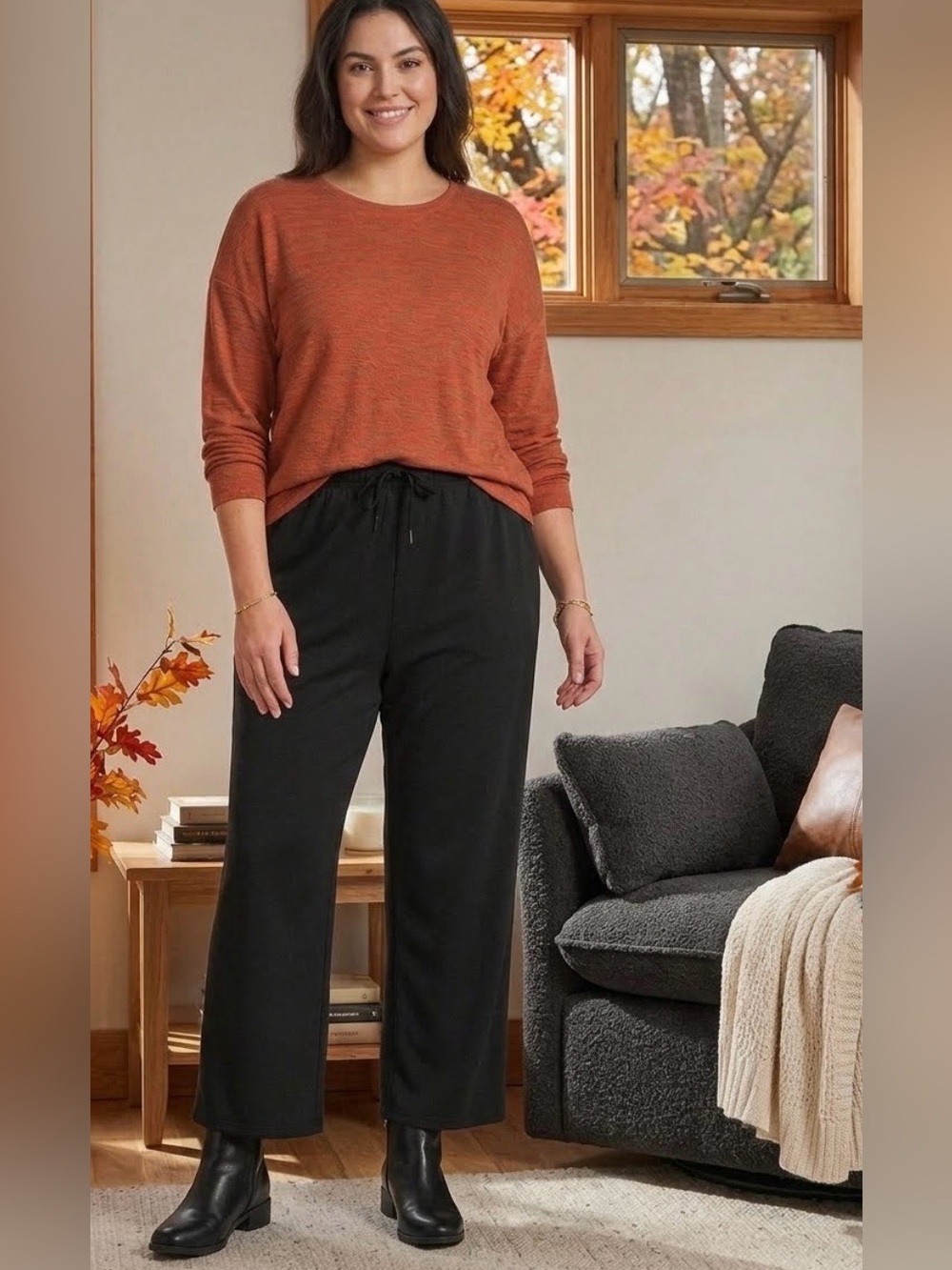 NWOT Lands’ End Sz LP High-Rise Serious Sweats in Classic Black; Soft & Cozy